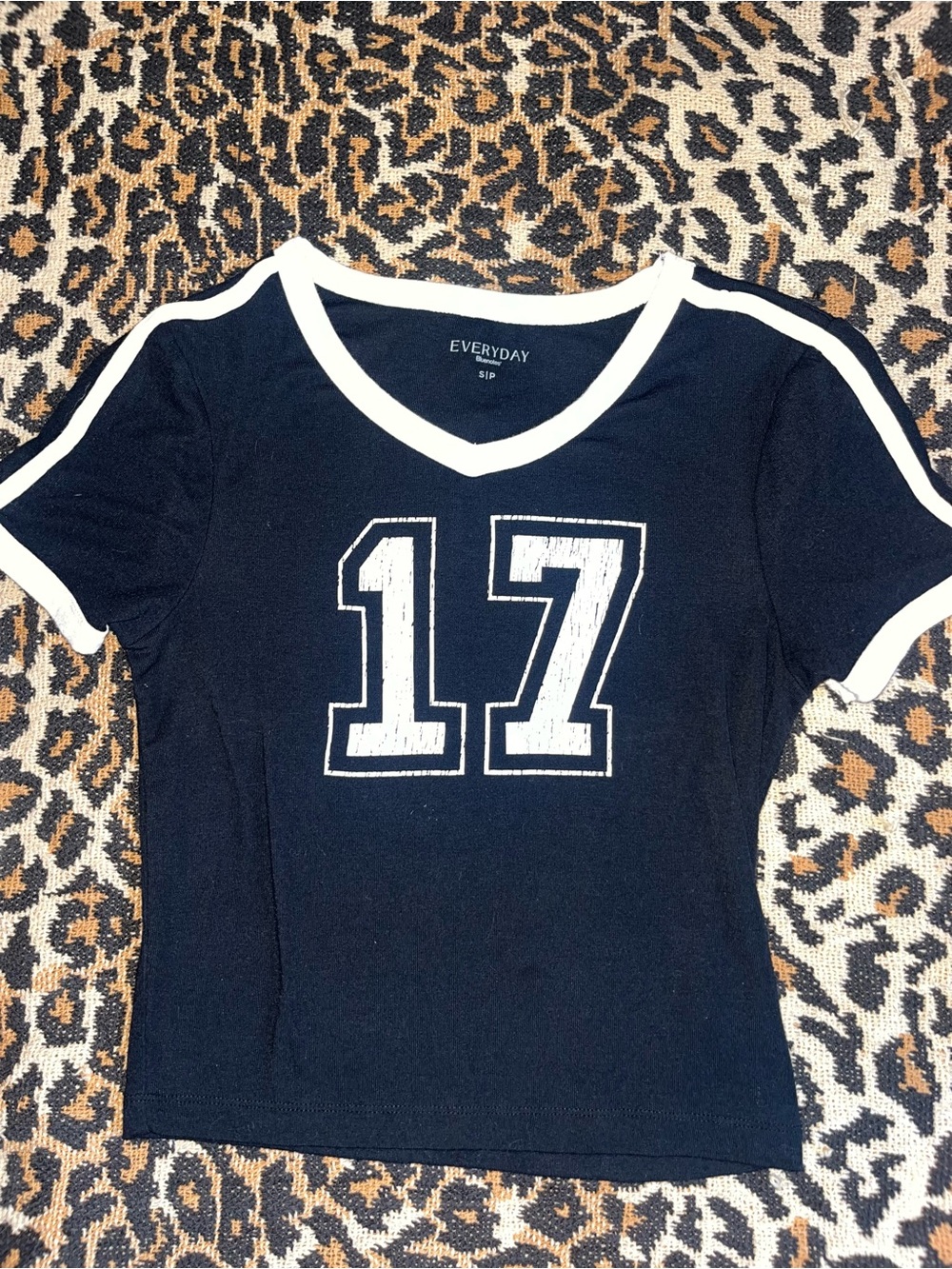 Bluenotes Women's Navy V-Neck Tee with White Trim and '17' Front Graphic